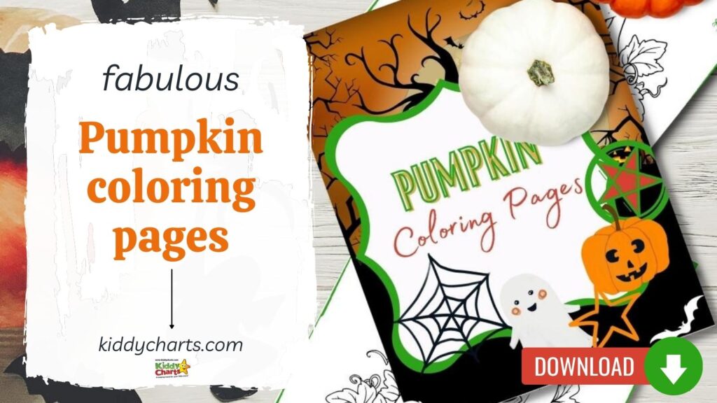 Pumpkin coloring pages on table top