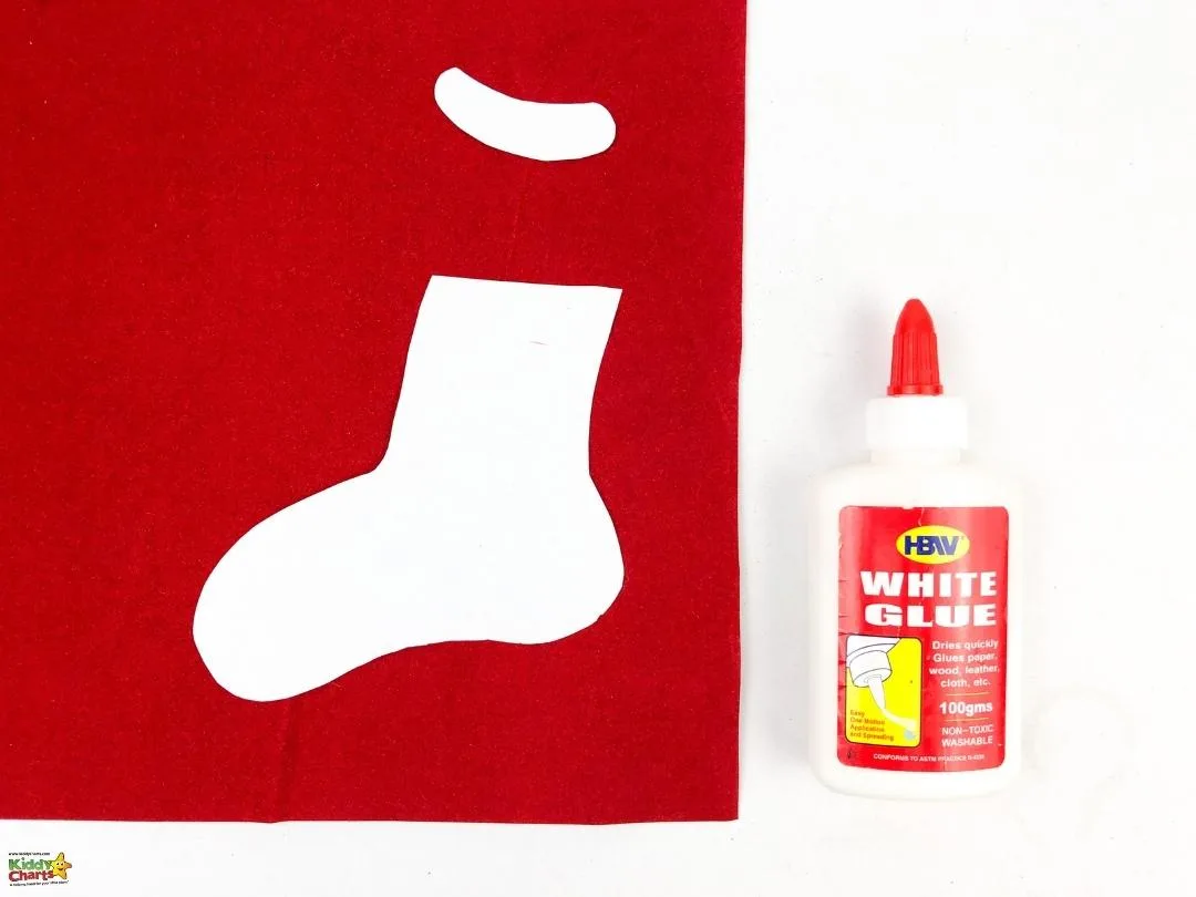 This image is showing a product description for a white glue that is non-toxic, washable, and conforms to ASTM Practice D-4 standards.