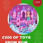 A person is being given the opportunity to win a voucher for £200 worth of toys from BEM and Kiddy Charts, including a Girlz Princess Castle.