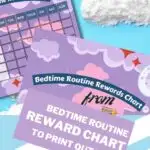 This image is a rewards chart for a bedtime routine, which can be printed out from Kiddy Charts.