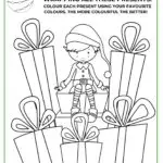 Elvin Elf has just finished wrapping presents and is now asking the viewer to color each present with their favorite colors to make them more colorful.