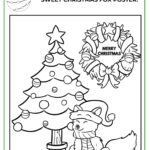 In this image, people are encouraged to color and decorate a Christmas-themed fox poster to celebrate the holiday season.