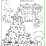 In this image, a child is being encouraged to color a picture to celebrate Christmas.