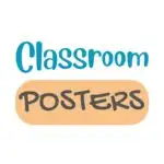 Students in a classroom are looking at posters on the wall.