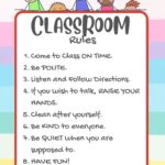 In this image, the rules for a classroom are being listed in order to promote a positive learning environment.