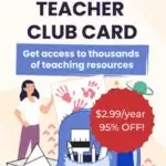 A teacher is being offered a discounted subscription to Creative Fabrica's Teacher Club Card, which provides access to thousands of teaching resources.