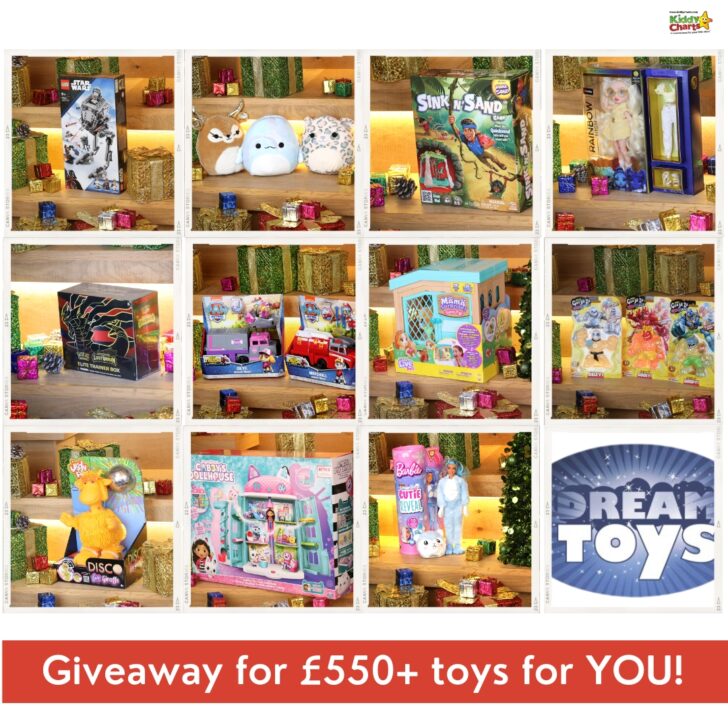 This image is advertising a giveaway of over £550 worth of toys for the viewer.