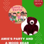 A book and bear giveaway is taking place at Amie's party, with the book being written by Iain Lauchlar and the bear being from Kiddy Charts.