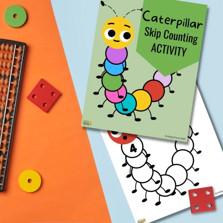 In the image, children are engaging in a caterpillar skip counting activity to learn numbers up to 2022.