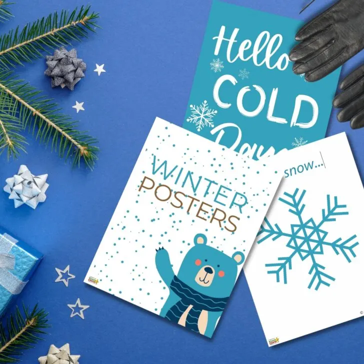 The image is of a selection of winter-themed posters, suggesting it is the season for cold snow.