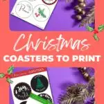 This image is advertising free Christmas coasters that can be printed from KiddyCharts.com.