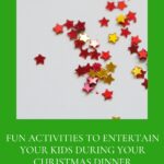 Parents are engaging their children in fun activities to keep them entertained during Christmas dinner.
