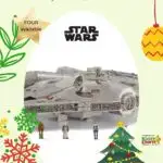 This image is advertising a competition to win a £40 Millennium Falcon Toy from Jazwares, with four available prizes.