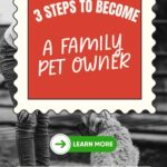 The image shows three steps to becoming a family pet owner, with further information provided to learn more about the process.