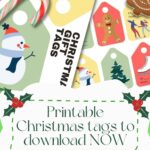The image is of two printable Christmas tags that can be downloaded from the website www.kiddycharts.com.