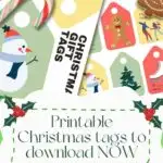 The image is of two printable Christmas tags that can be downloaded from the website www.kiddycharts.com.
