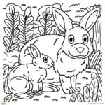 A cartoon rabbit is being sketched in a line art illustration.