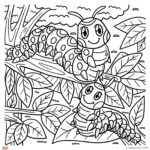 A colorful doodle illustration is being sketched in a coloring book, creating a unique line art drawing.