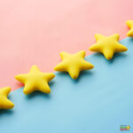 A smiling child is happily enjoying a star-shaped cookie snack from Kiddy Charts.