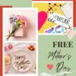 The image is showing a mother celebrating Mother's Day with free film negative bookmarks to download.