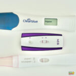 The image is showing the results of a Clearblue pregnancy test, indicating that the test is positive for pregnancy.