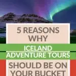 This image is promoting Iceland Adventure Tours as a bucket list item, with a link to a website for more information.