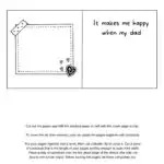 The image is showing how to make a homemade book using paper, markers, cardstock, and a binder clip.