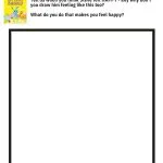 Steve felt happy when he heard the story of the Hot Cross Bunny, and he was encouraged to draw a picture of himself feeling happy and to think about what makes him happy.