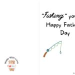 In this image, a family is wishing a Happy Father's Day to a father figure with a fishing-themed card.