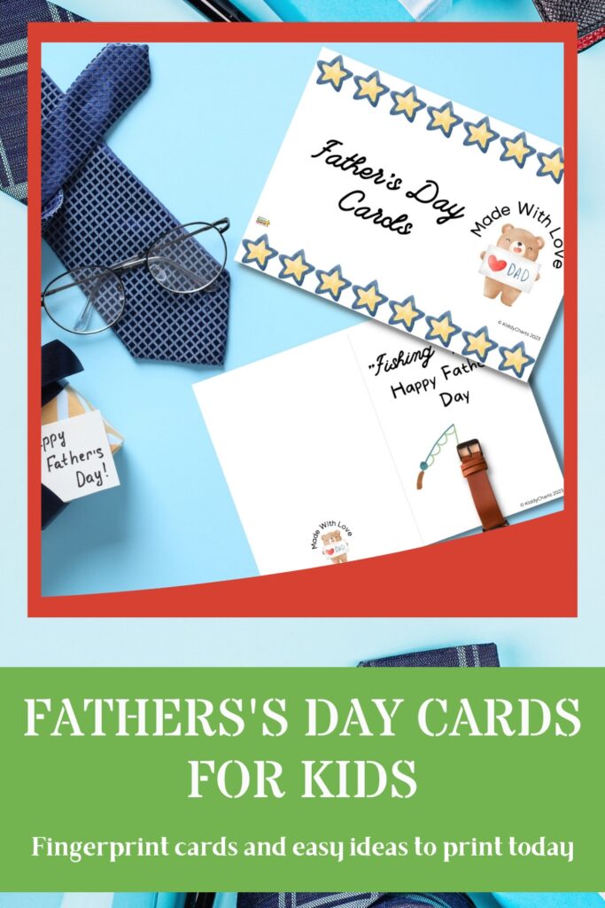 This image is showing a selection of Father's Day cards made with love for kids to print and give to their fathers on Father's Day.