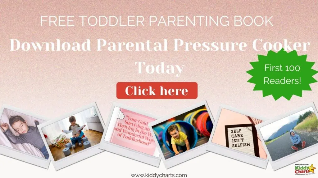This image is advertising a free parenting book for the first 100 readers who click the link, with the promise of providing guidance on how to survive and thrive in the world of toddlerhood.