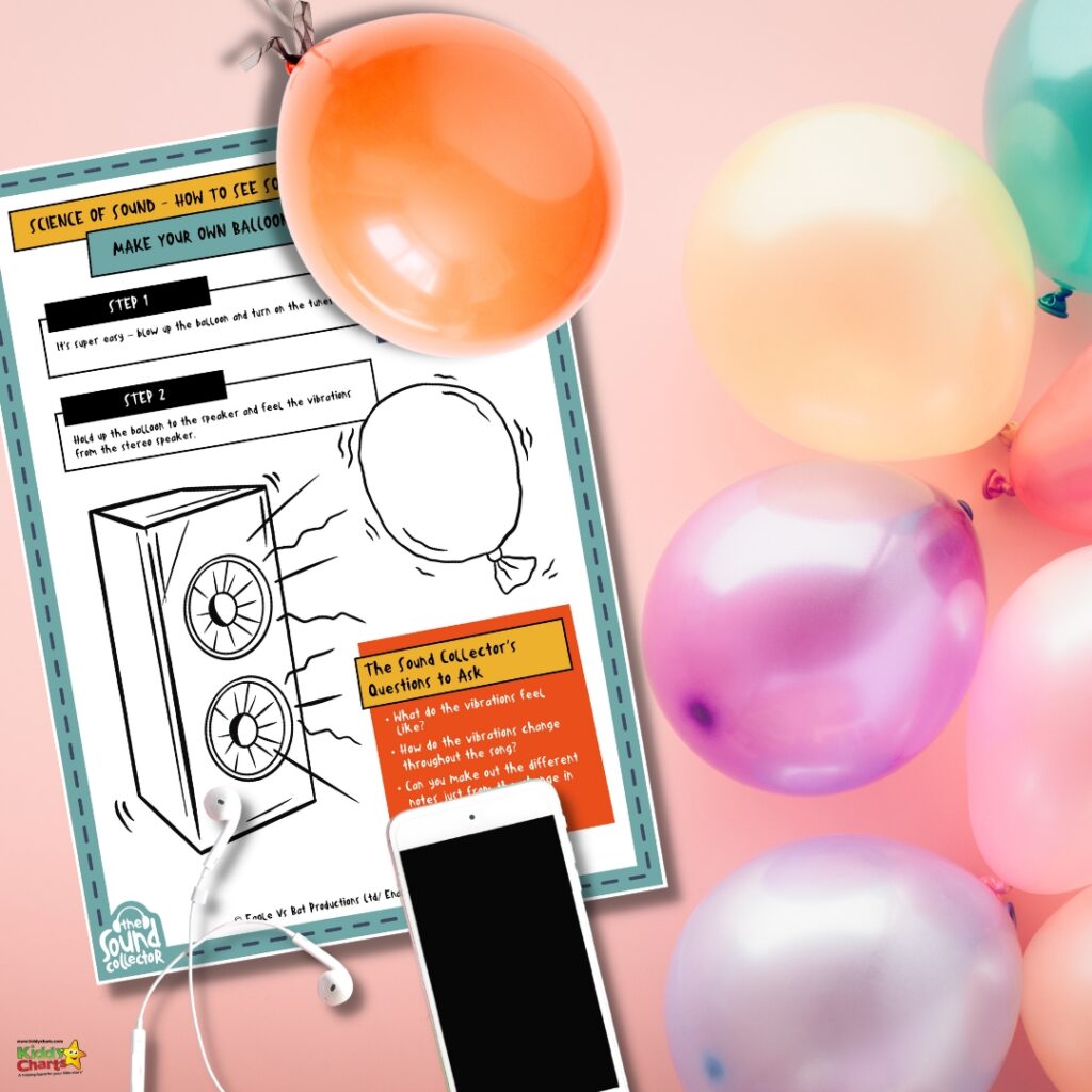 In this image, a person is being instructed on how to create their own balloon and explore the science of sound by feeling the vibrations from a stereo speaker.