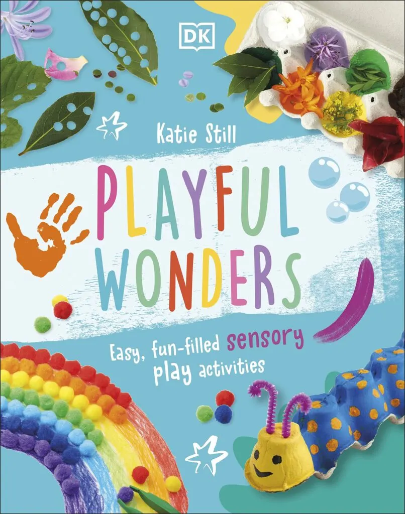 In the image, DK Katie is demonstrating easy and fun sensory play activities for children.