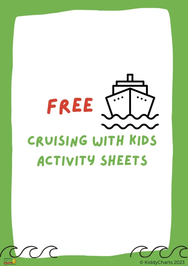 The website KiddyCharts is offering free activity sheets for kids to use while cruising in 2023.