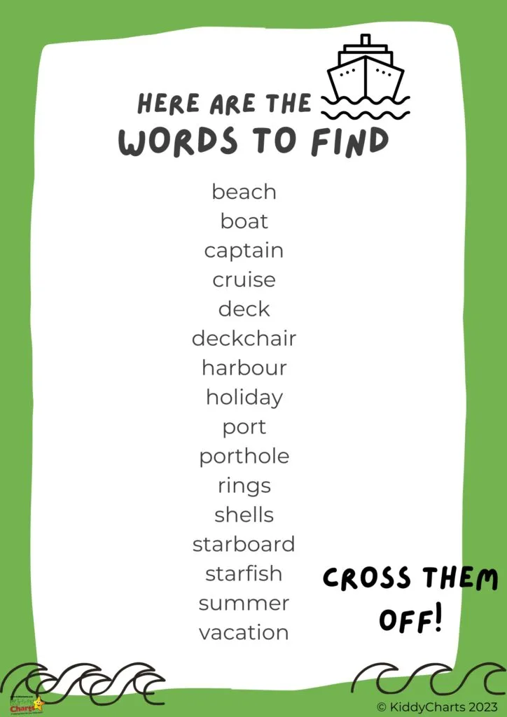 In this image, people are being asked to cross off the word "summer" from a list of words related to a beach holiday.