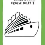 A child is coloring in a picture of a cruise boat on a website called KiddyCharts.