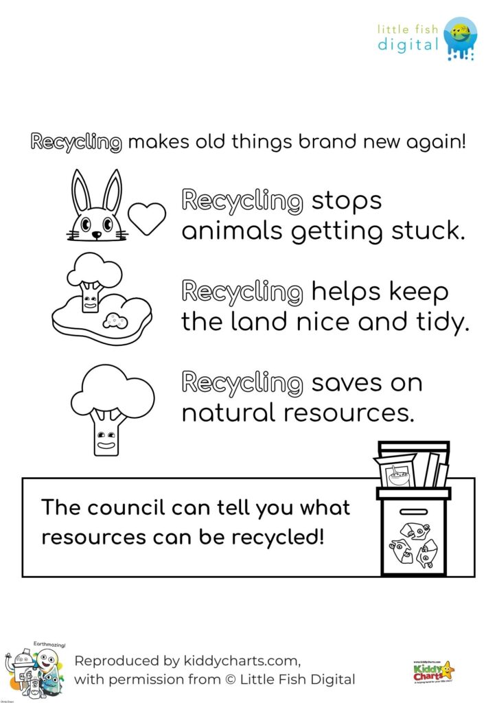 In this image, a child is being taught the importance of recycling and its positive effects on the environment.