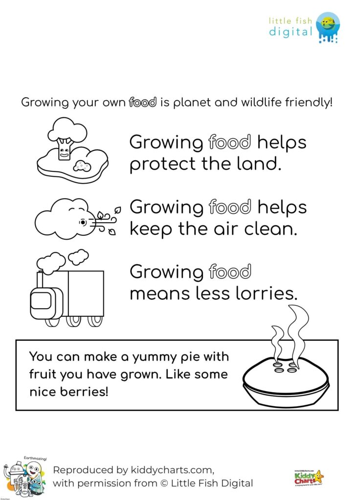 In this image, the benefits of growing your own food are being highlighted to encourage people to be more environmentally friendly.