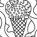 A colorful pattern of ice cream illustrations in the drawing.