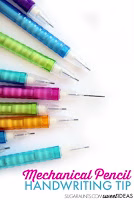 A variety of colored pencils are displayed.
