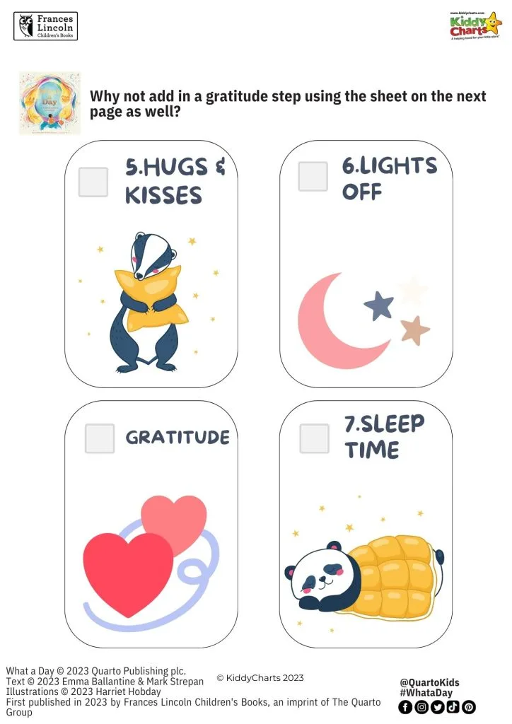This image is showing a gratitude step being added to a children's book to help children practice gratitude.