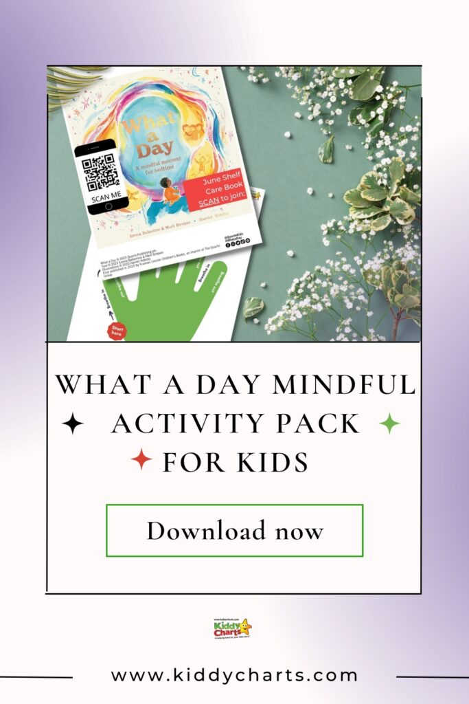 This image is depicting a book cover for a mindful activity pack for kids, created by Emma Ballantine and Mark Strepan and published by Quarto Publishing plc in 2023.