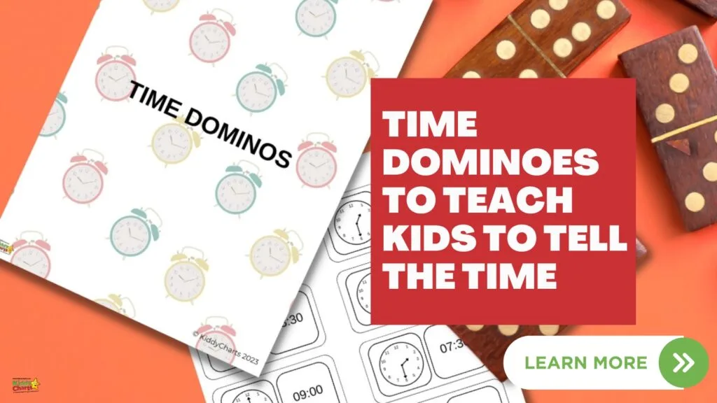 The image is showing a Dominoes game being used to help kids learn to tell the time.