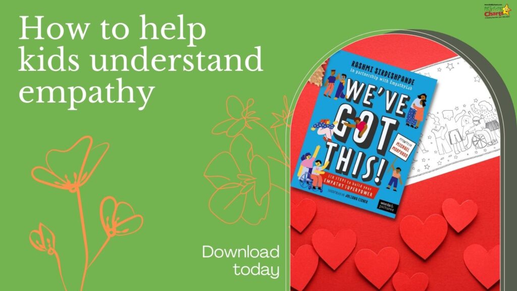 This image is promoting a six-step guide to help children understand empathy, written by Rashmi Sirdeshpande in partnership with EmpathyLab and with a foreword by Michael Morpurgo.