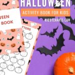 This image is promoting a Halloween activity book for kids from KiddyCharts.com.