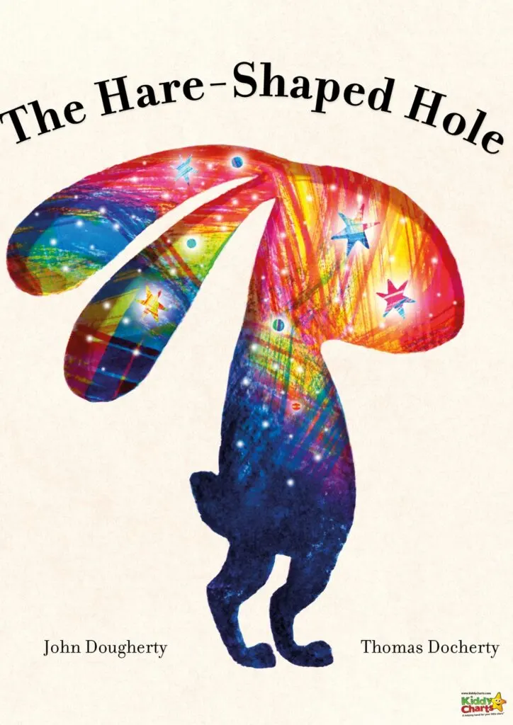 In the image, a hare-shaped hole is being filled with colorful stars by two children, representing the assistance provided by Kiddy Charts to children.