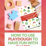 In this image, children can download a free printable activity to use play-dough to have fun with shapes.