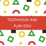 Four children are playing with toothpicks and Play-Doh.