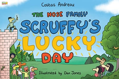 In the image, Costas Andreou's story "The Nose Family Scruffy's Lucky Day" is being illustrated by Dan Jones.