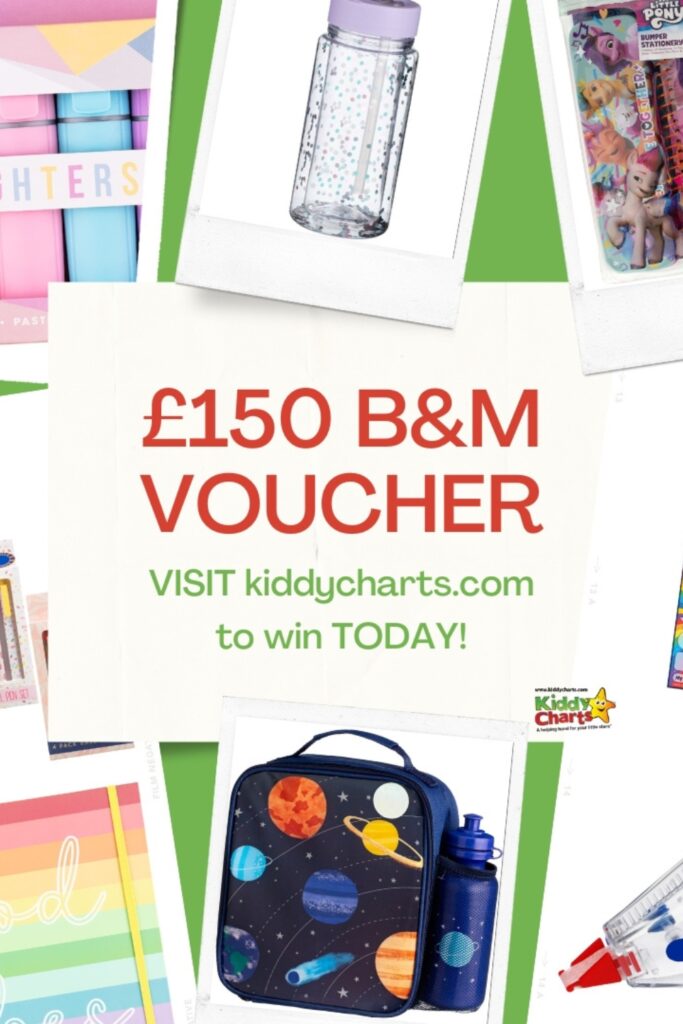 People are being invited to visit kiddycharts.com to enter a competition to win a £150 B&M voucher and a pen set.